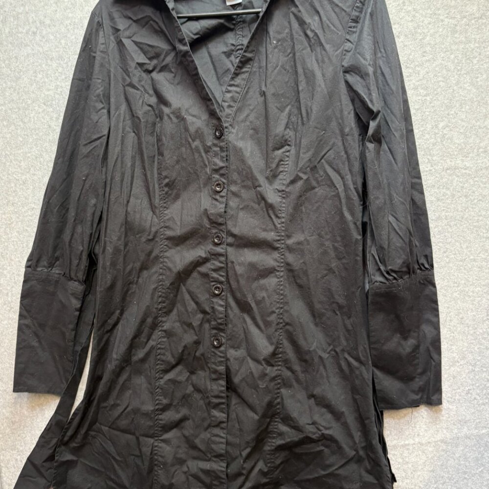 Bisou Bisou Black Button Down Shirt Size 12